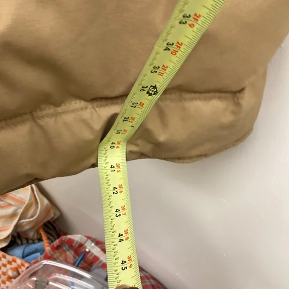 1st Down Y2K Down Trench Puffer Coat Tan Long Middie Length Belted and OOAK EUC! - Picture 15 of 17